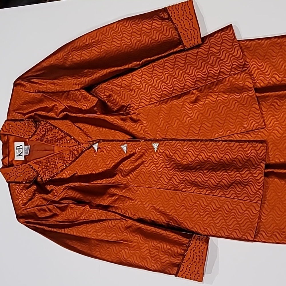 Women's Copper Satin Blazer Jacket & Skirt - Picture 3 of 7